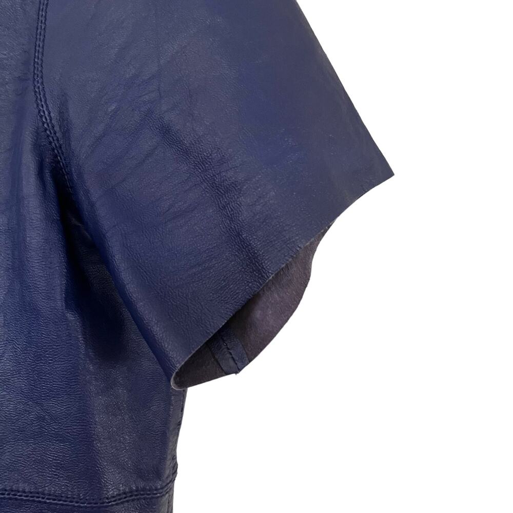 Trina Turk Lamb Leather Short Sleeve Pullover Top Blue Women's Size Medium - Picture 4 of 9